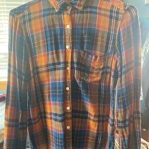 Aeropostale women’s Plaid Button-Down Shirt in Blue and Orange
